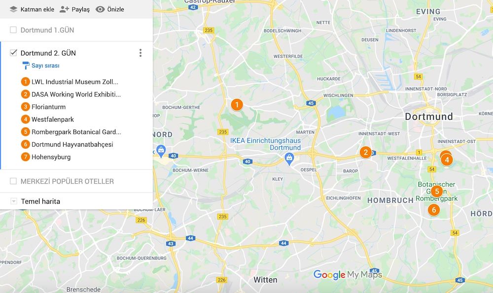 Almanya Dortmund Gezilecek Yerler Haritası